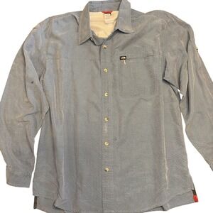 The North Face Mens Large Blue Grey Micro Check Long Sleeve Hiking‎ Shirt Trail